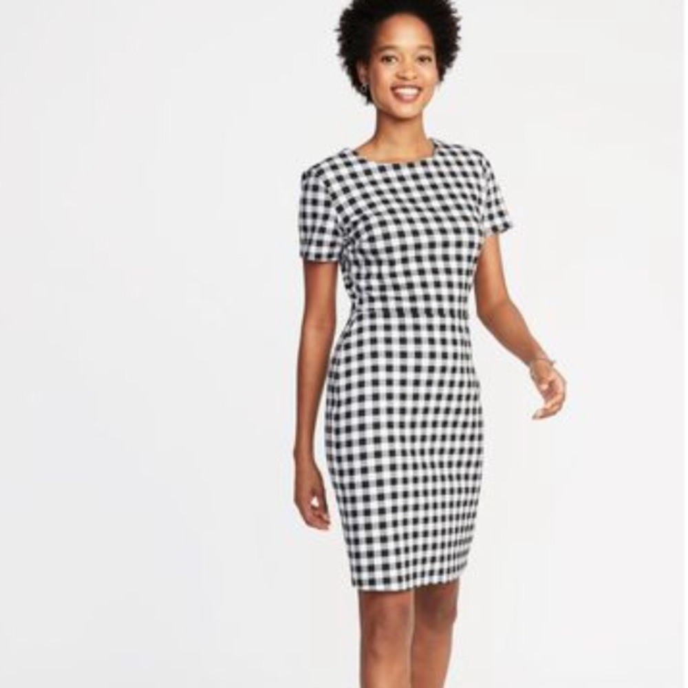 NWOT Gingham Ponte-Knit Sheath dress